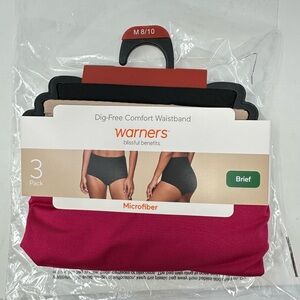 Warner's Blissful Benefits Dig-free Microfiber Brief 3-pack Womens M 8/10